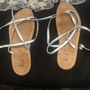 K.Jacques Silver Strappy Sandals